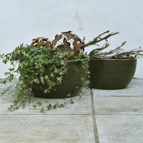 Ciotola verde bottiglia bassa svasata  ⩛ vendtia online In•Vasi