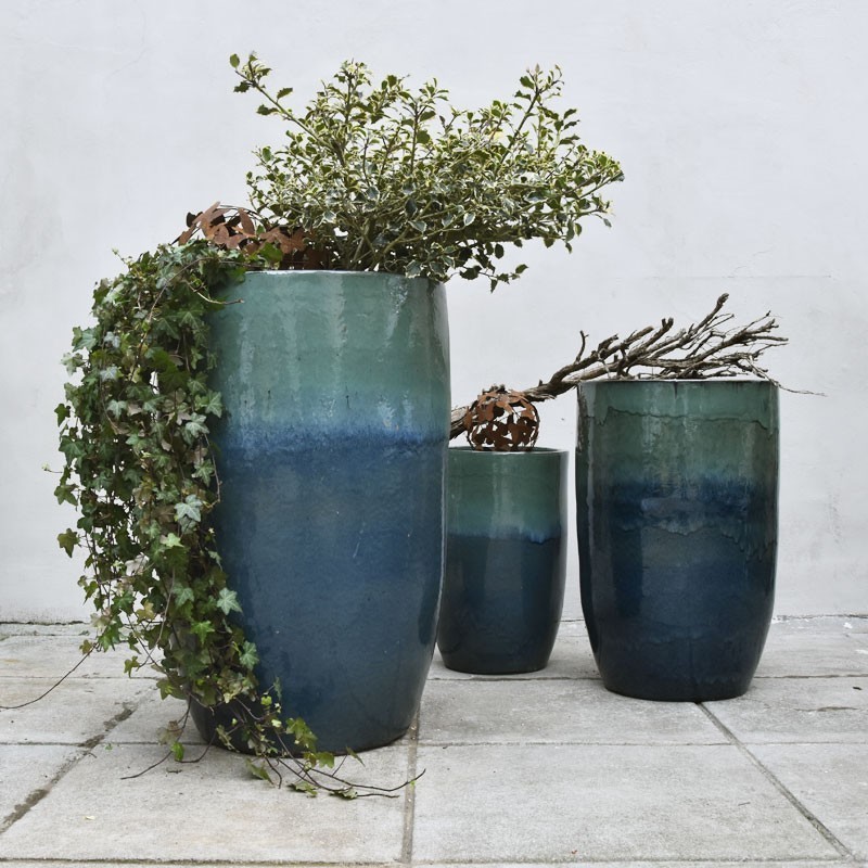 Vaso grande verde acqua smaltato ⩛ vendtia online In•Vasi