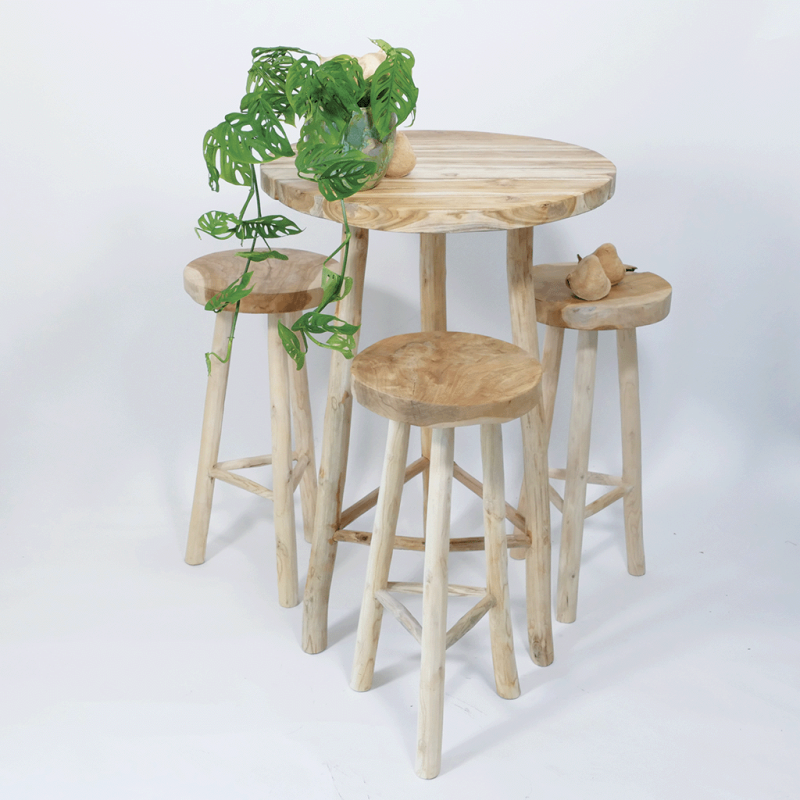 Tavolo alto con sgabelli in teak - vendita online su In•Vasi