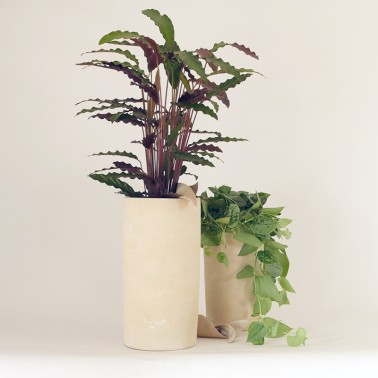 Vaso cilindrico effetto sabbia chiara - vendita online su In-Vasi