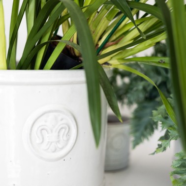 Vaso in terracotta smaltata cilindrico bianco - vendita online su In-Vasi