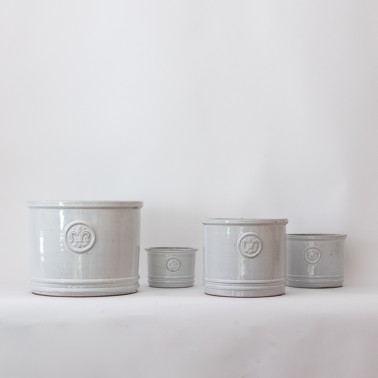 Vaso in terracotta smaltata cilindrico bianco - vendita online su In-Vasi