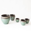 Vaso bombato verde con bordo moderno - vendita online su In-Vasi