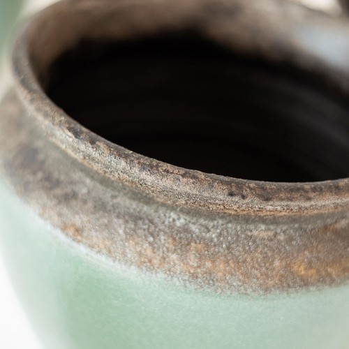 Vaso bombato verde con bordo moderno - vendita online su In-Vasi