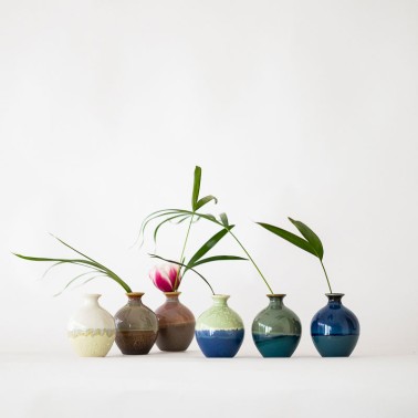 Vaso tondo piccolo in terracotta smaltata - vendita online su In-Vasi