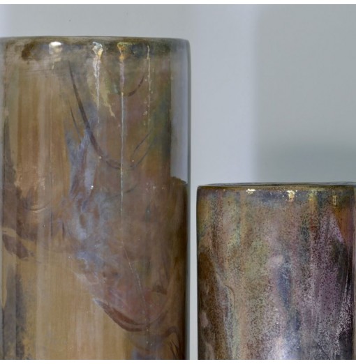 Vaso in ceramica smaltata con ossidi d'argento
