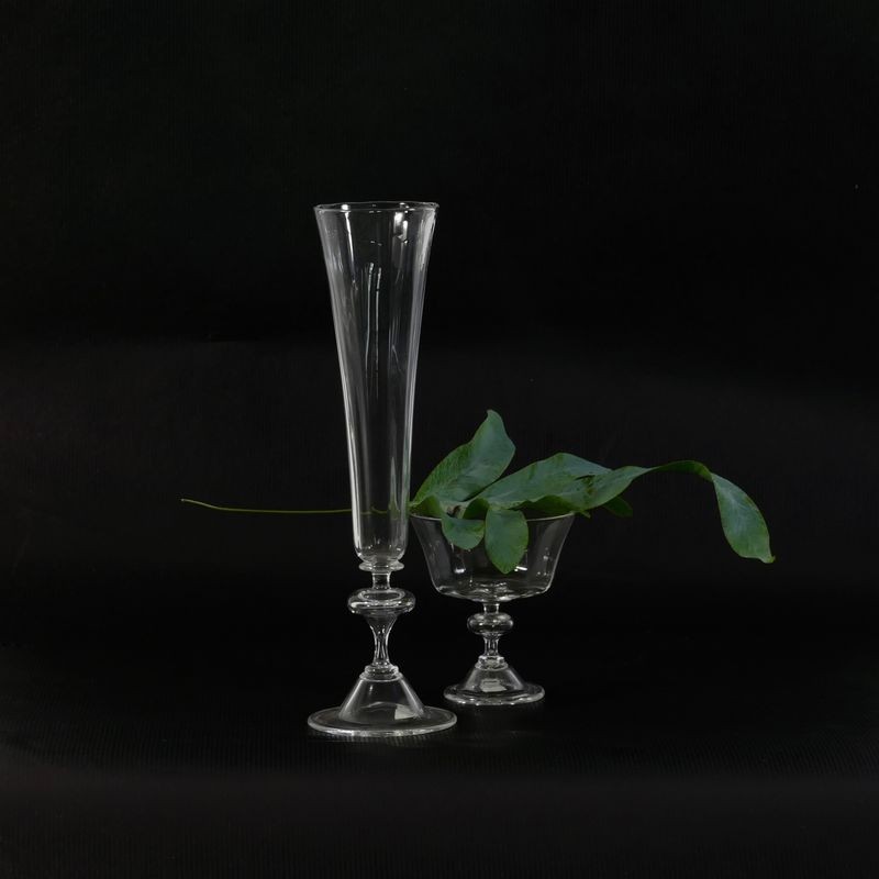 Bicchiere e coppetta in cristallo di Boemia lavorato